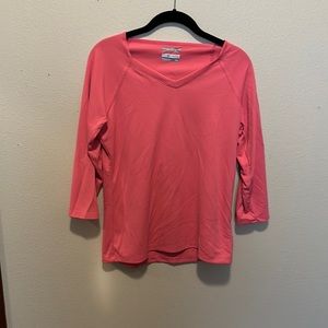 Pink PFG Columbia 3/4 sleeve dry fit shirt